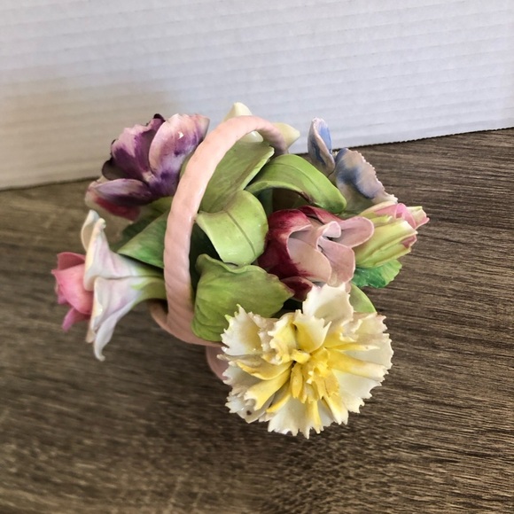 Vtg Staffordshire Basket with Multicoloured Flowers - Picture 4 of 13